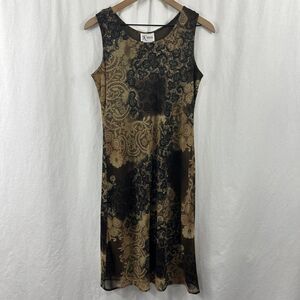 K Petite Vintage Y2K Dark Romantic Brown Shift Dress Size 10P Whimsy Forest